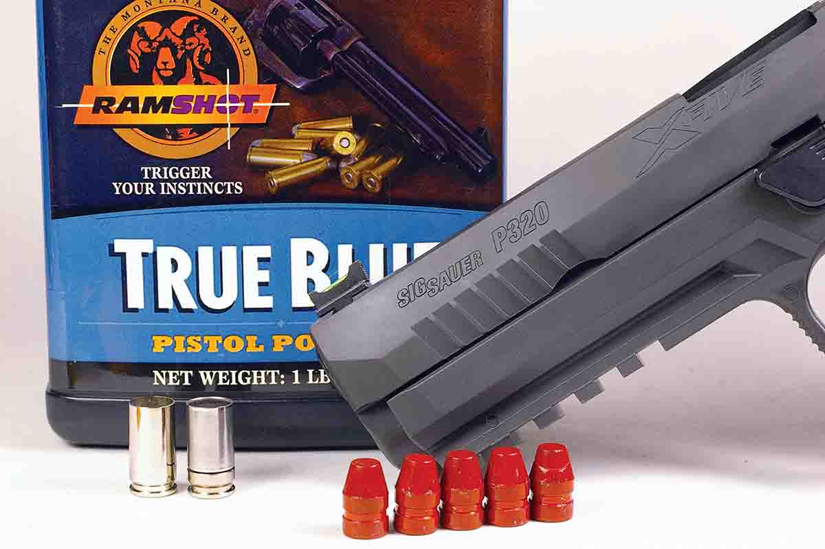 True Blue powder paired with cast bullets in Shell Shock cases shot well from a SIG Sauer P320.